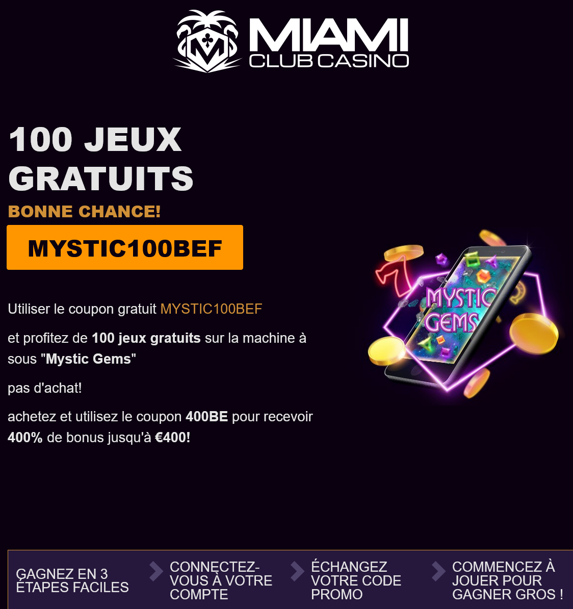 Miami
                                                          Club 100 Free
                                                          Spins
                                                          (French)