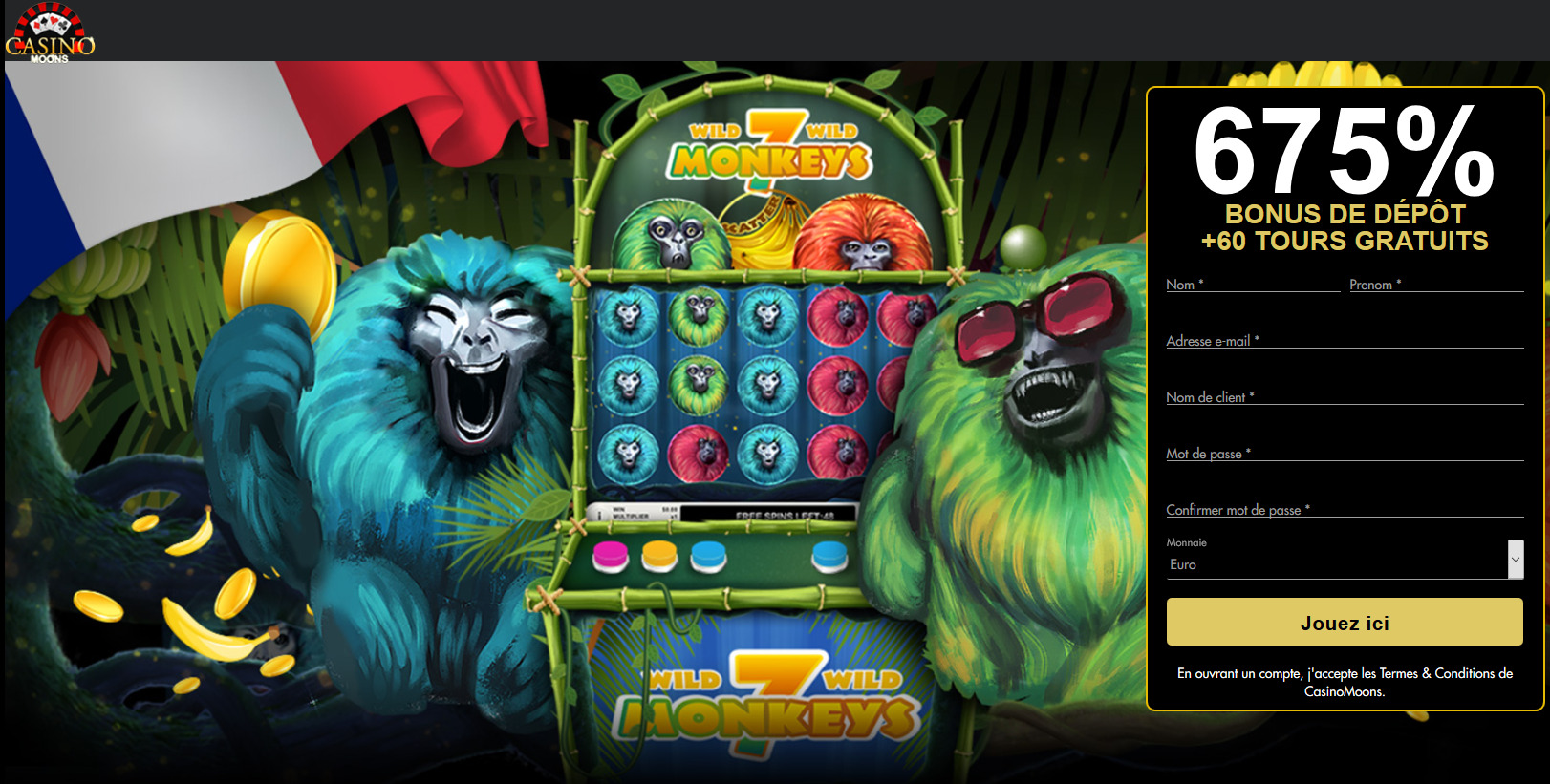 Casino Moons FR 675% + 60 free spins 7 Monkeys Casino Moons FR 675% + 60 free spins 7 Monkeys